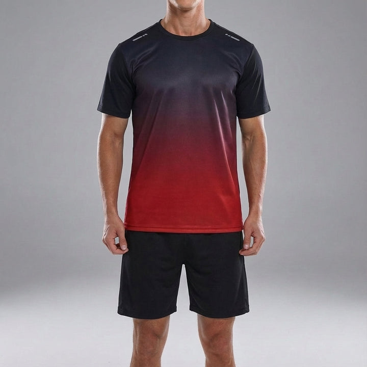 Men's fitness outfit, quick-dry athletic top and shorts, designed for active men
