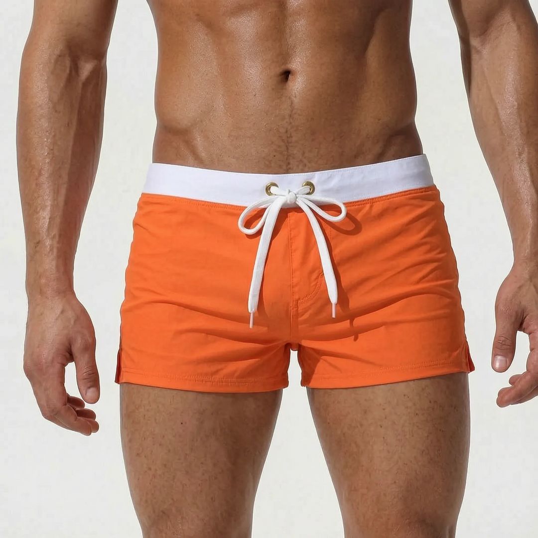 Performance men's quick-dry fitted swimwear, engineered for comfort during aquatic activities.