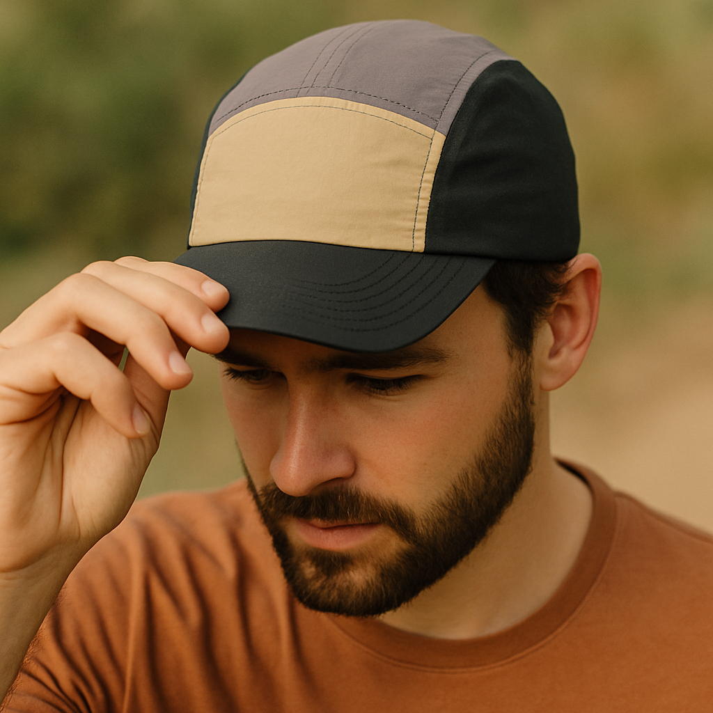 Adjustable men's running cap, quick-dry & UV protective, ideal for various head sizes & outdoor gear.