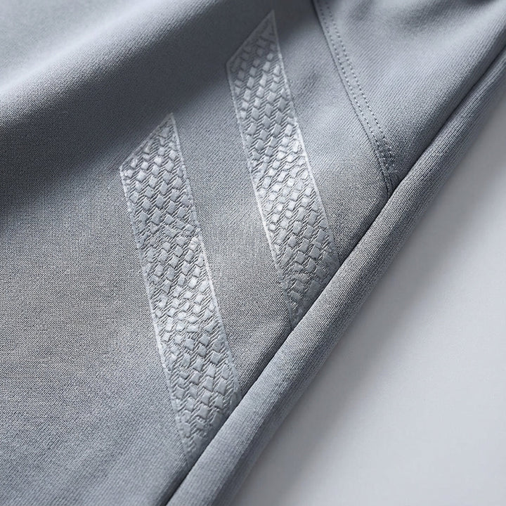 Close-up of the unique print on a men's quick-dry sport t-shirt, ideal for athletic wear