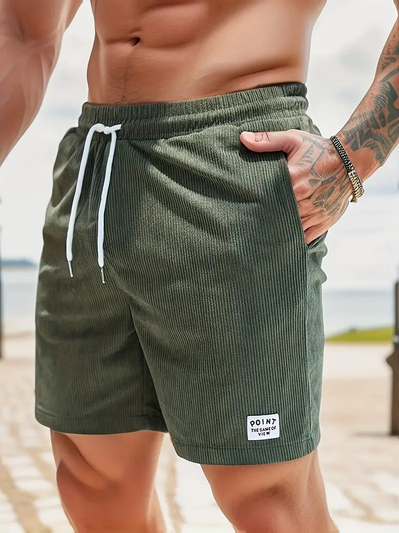 Men's quick-dry swim shorts, adjustable waistband, perfect for summer beachwear.