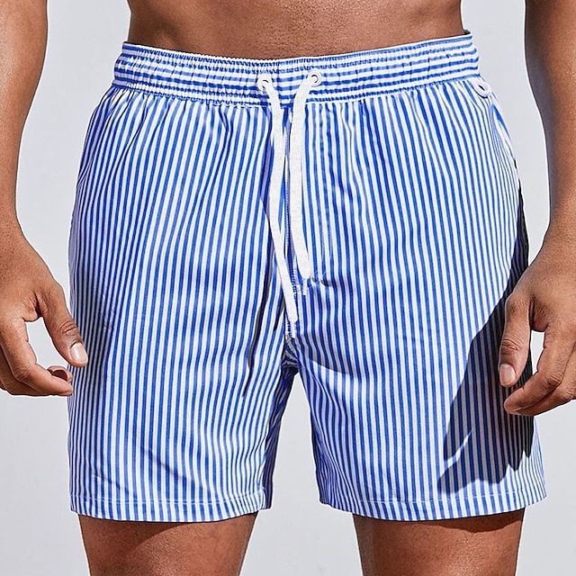 Men's quick-dry swim shorts with adjustable drawstring, perfect for beach & pool, stylish summer swimwear.
