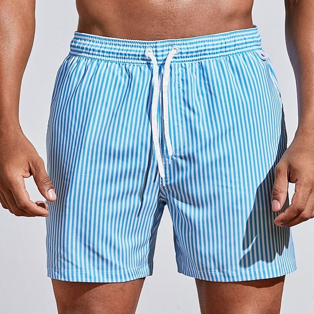 Comfortable men's quick-dry beach shorts, ideal for swimming & casual summer wear, elastic waist, drawstring.