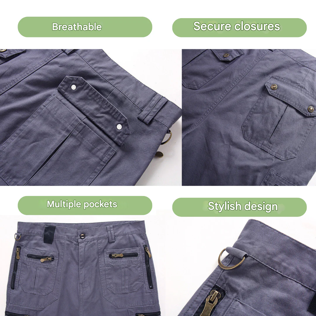 Model showcasing the fit of men's TrailFlex quick-dry outdoor performance cargo shorts for hiking.