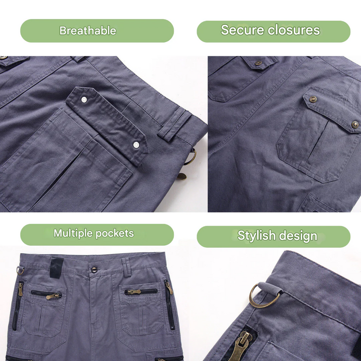 Model showcasing the fit of men's TrailFlex quick-dry outdoor performance cargo shorts for hiking.