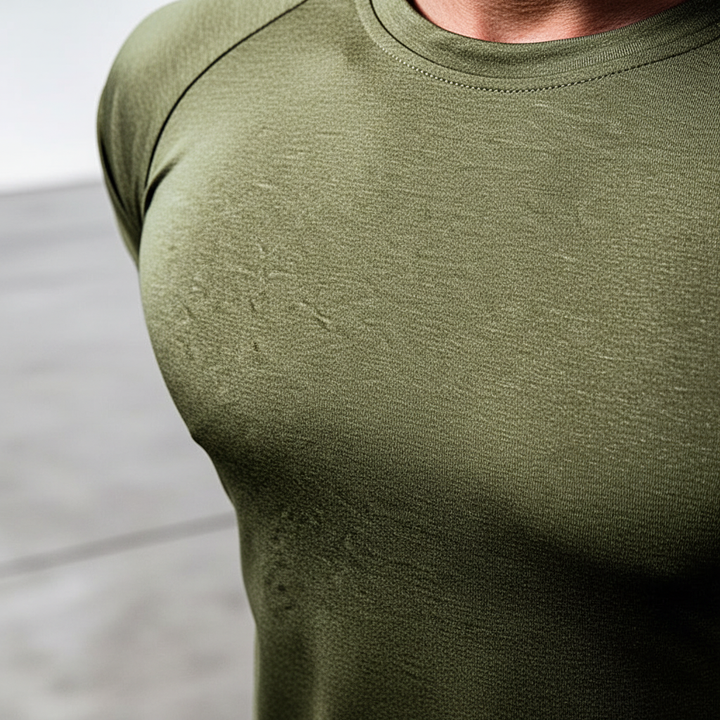 Performance men's workout top, Edwin short sleeve, quick-dry polyester for ultimate comfort and focus.