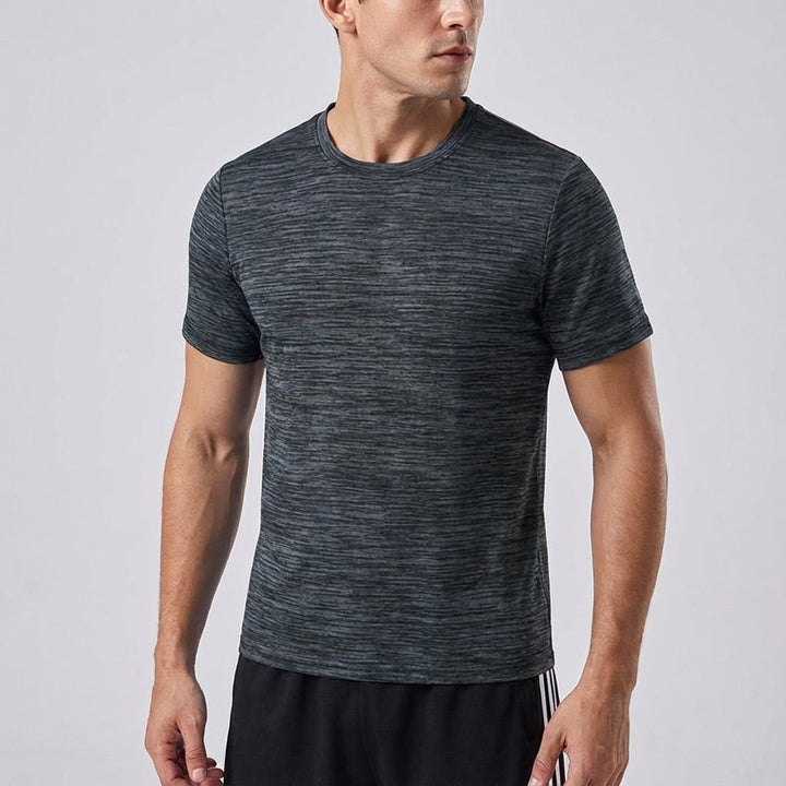 Detail of stitching and quick-dry material in men's athletic outfit set