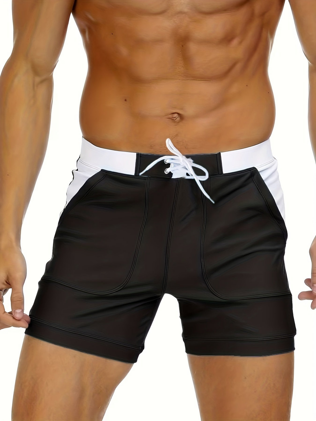 Stylish quick-dry men's swim shorts for summer and water sports, breathable design.