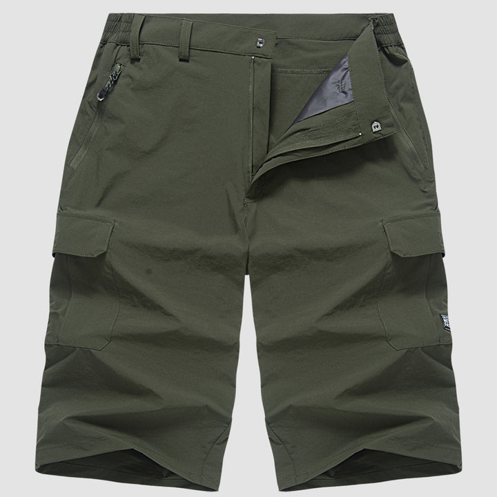 Adventure-ready men's cargo shorts with breathable, quick-drying fabric for active use.