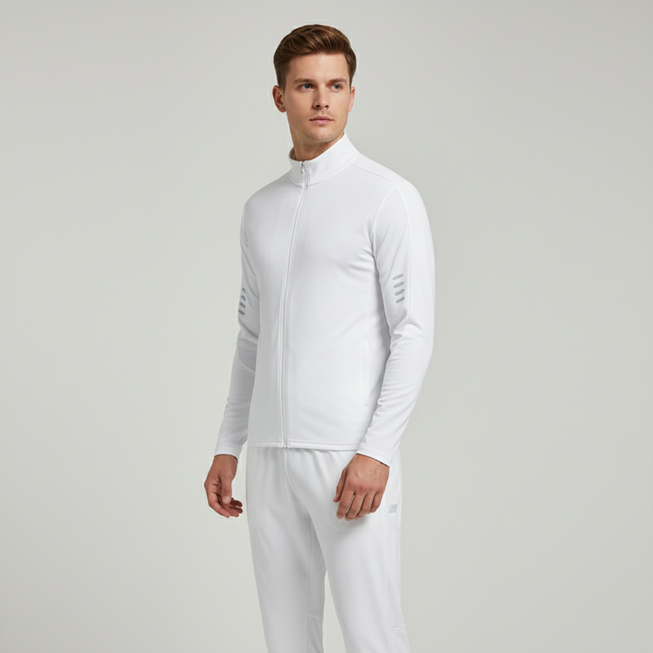 Two-piece men's performance wear set featuring a quick-drying sport shirt and comfortable athletic shorts.