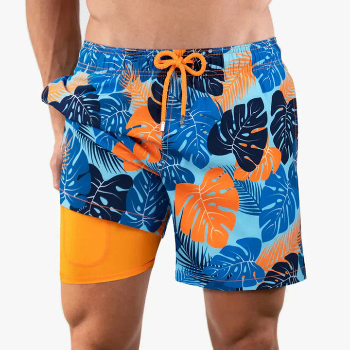 Versatile men's quick-drying swim shorts, stylish design, perfect for beach, pool, and summer vacations.