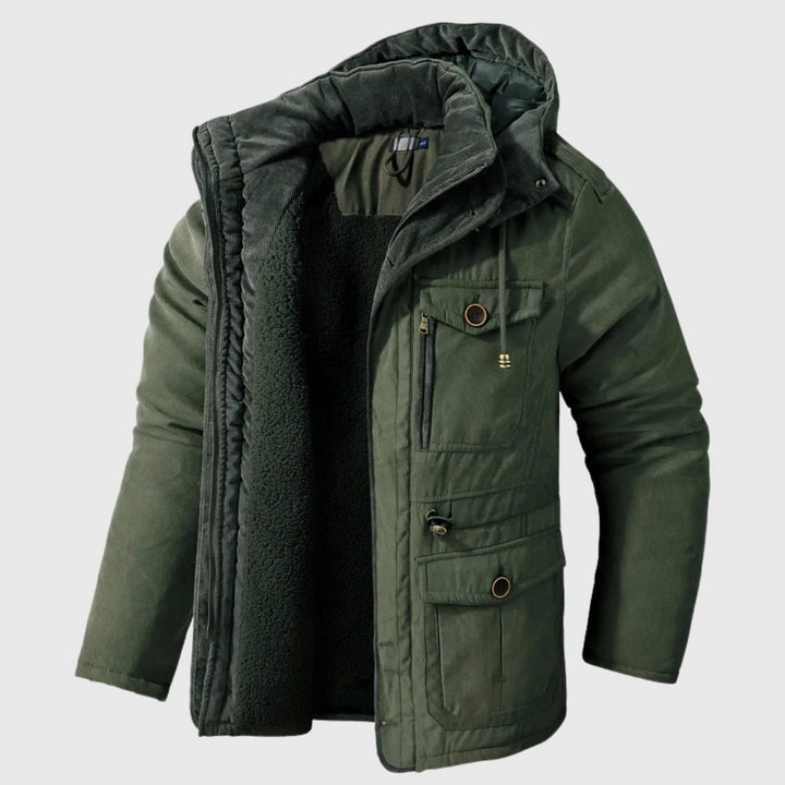 Warm men's quilted jacket with a versatile design. Essential fall and winter outerwear for stylish men's fashion.