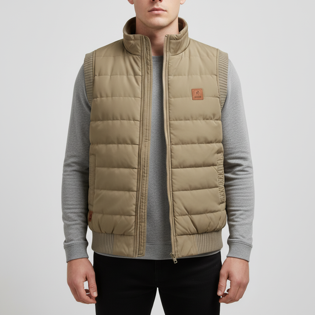Frank men's water-repellent quilted puffer vest, ideal for winter fashion and outdoor layering