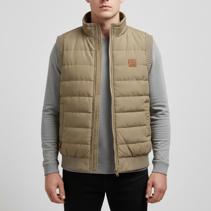 Frank men's water-repellent quilted puffer vest, ideal for winter fashion and outdoor layering