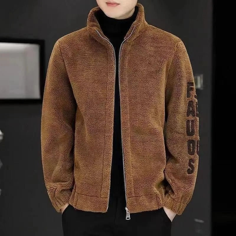 Men's quilted padded jacket with stand-up collar, perfect for warm winter layering or autumn outdoor wear.