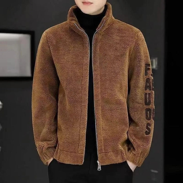Men's quilted padded jacket with stand-up collar, perfect for warm winter layering or autumn outdoor wear.