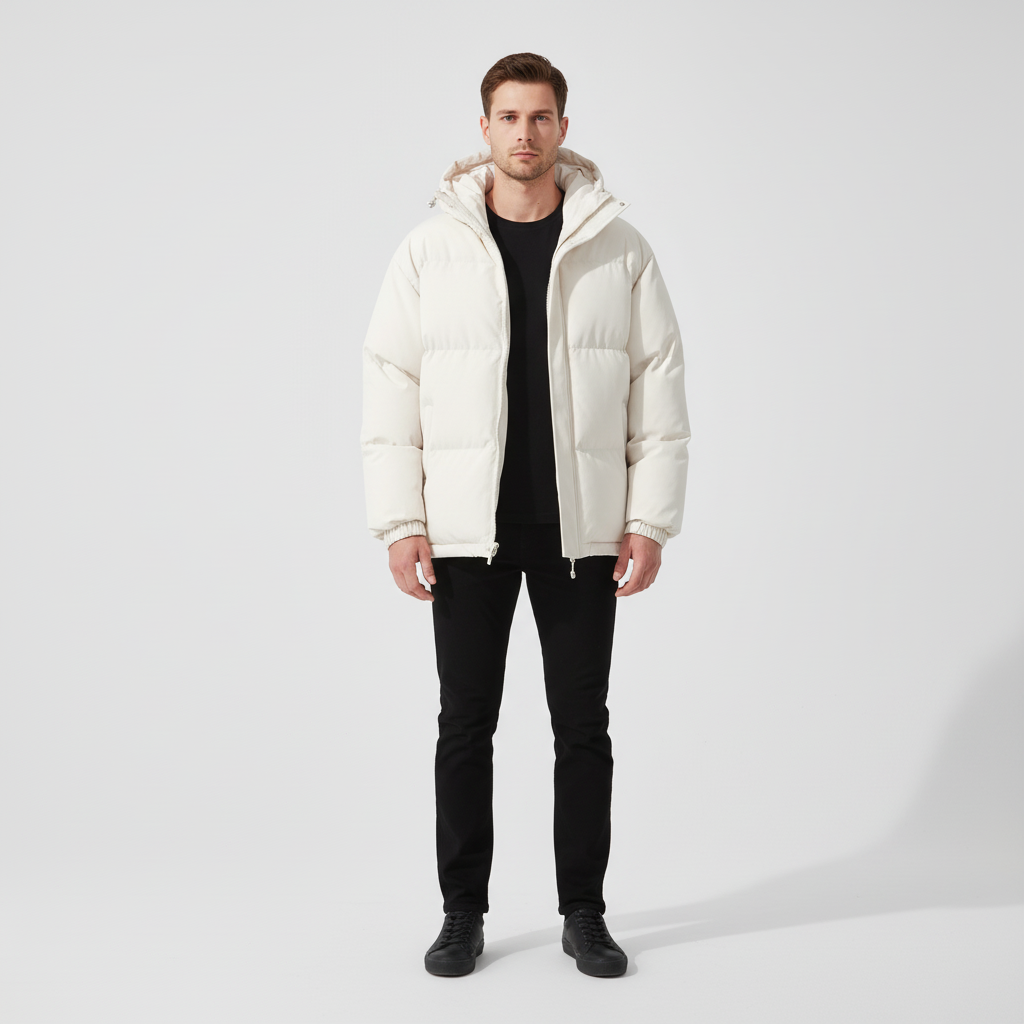 Men's hooded padded jacket, perfect cold weather outerwear