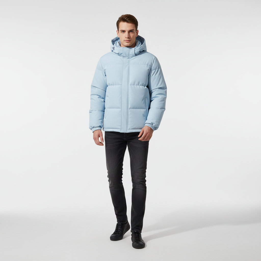 Black men's quilted coat, insulating and fashionable