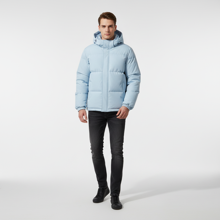 Black men's quilted coat, insulating and fashionable