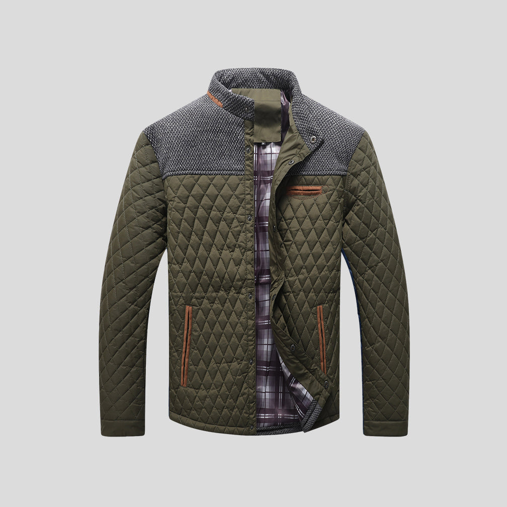 Stylish men's quilted winter jacket, perfect for casual everyday fashion & cold weather layering.