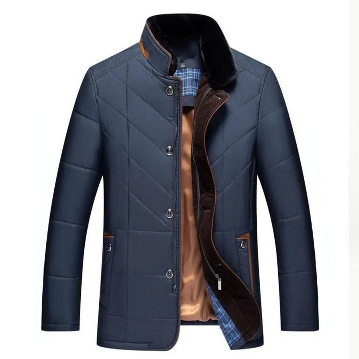 Warm men's winter jacket, a versatile quilted coat for cold weather. Combines everyday style with essential warmth.