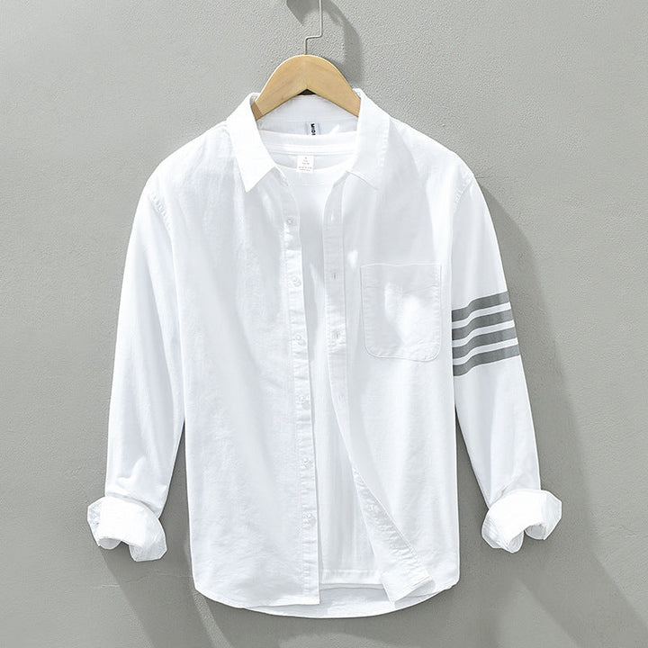 Men's Rada casual long-sleeve button-down shirt with a subtle stripe pattern, great for smart casual men's fashion.