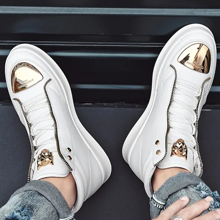 Men's Rafael high-top sneakers in black & white, featuring modern style, comfort, & urban street fashion.