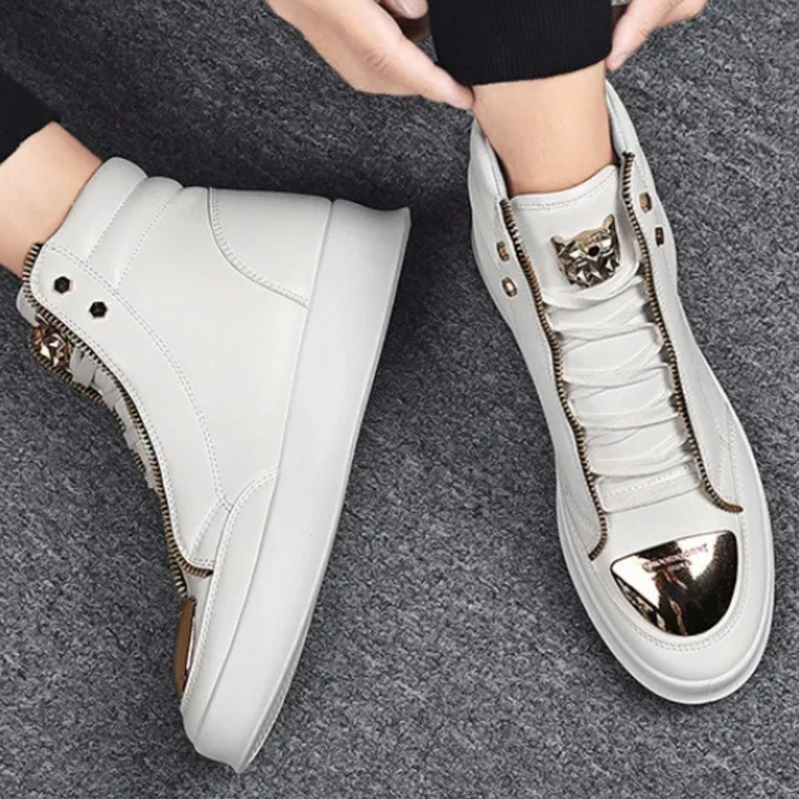 Rafael men's high-top sneakers in a sleek black design, perfect for modern street style & comfortable casual wear.