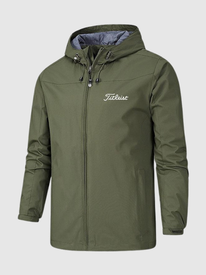 Men's RainTrek waterproof rain jacket. A breathable, lightweight windbreaker for all-weather outdoor adventures.