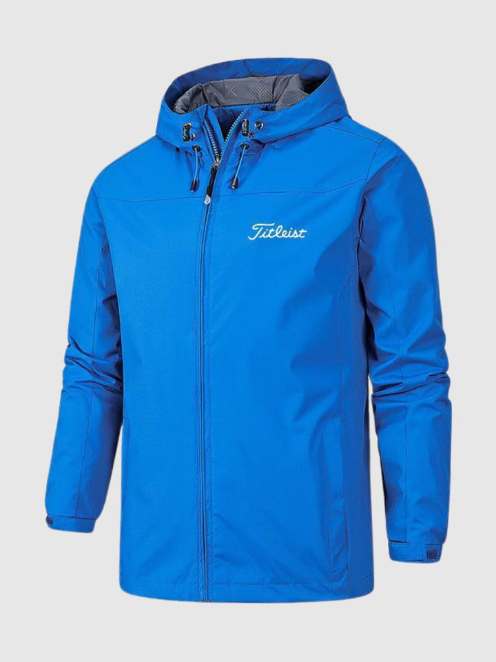 Durable men's waterproof RainTrek jacket for spring. Lightweight, all-weather protection & breathable outdoor utility.