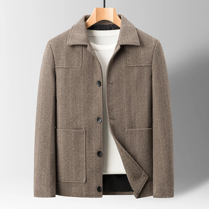 Men's Ravello Herringbone Jacket, a sophisticated and classic men's outerwear piece with effortless style. Tailored fit.