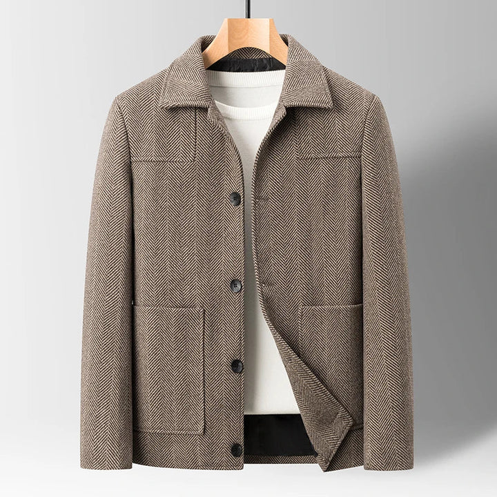 Men's Ravello Herringbone Jacket, a sophisticated and classic men's outerwear piece with effortless style. Tailored fit.
