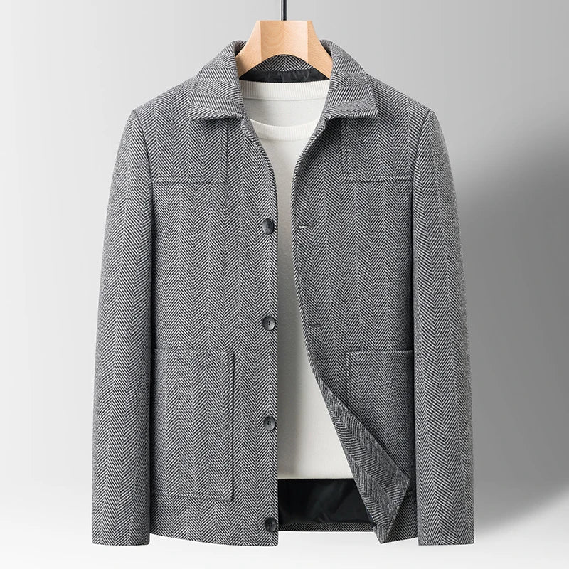 Lightweight men's Ravello herringbone jacket, offering a sophisticated look and comfortable feel. Classic outerwear.