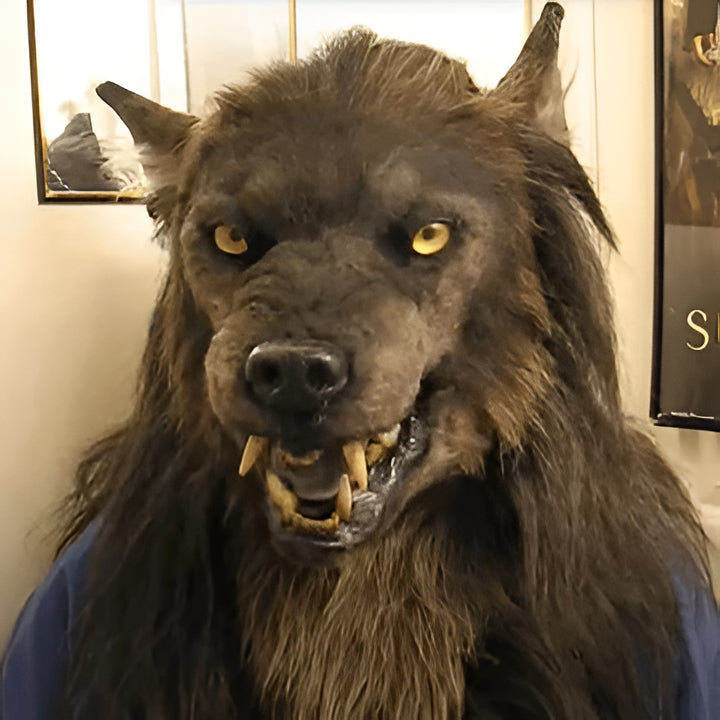 Scary realistic wolf mask for men, an ultimate Halloween costume accessory for parties and masquerade events.