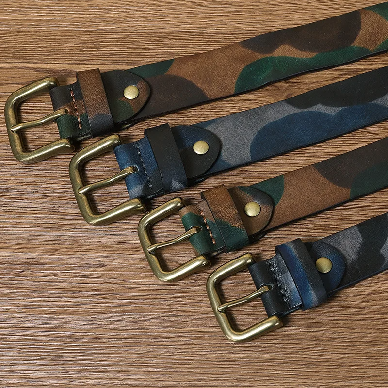 Men's heavy-duty Recon camo leather belt. Durable, stylish, and military-style for tactical everyday fashion.