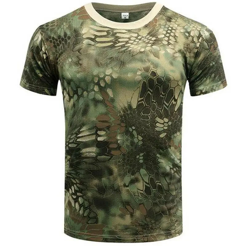 Men's Recon Camo T-Shirt, offering tactical performance, quick-dry comfort, and military style for outdoor apparel.