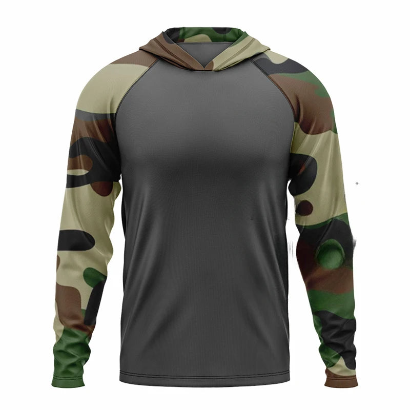 Men's Recon Tactical Camo Hoodie, quick-dry, UPF 50+ sun protection. Ideal for outdoor activewear & sportswear.