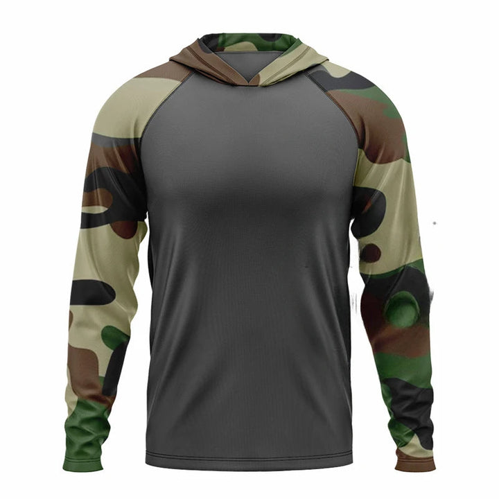 Men's Recon Tactical Camo Hoodie, quick-dry, UPF 50+ sun protection. Ideal for outdoor activewear & sportswear.