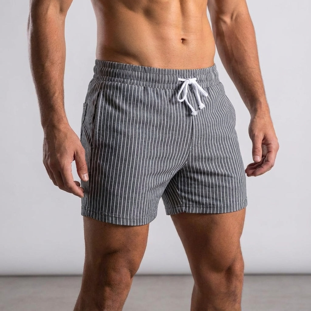 Men's athletic striped shorts from Reed for versatile athleisure and workout comfort.