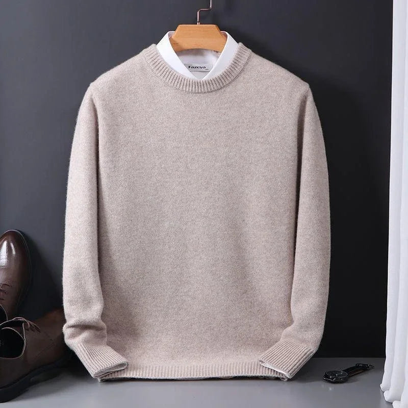 Elegant men's comfortable sweater. A stylish crewneck pullover, ideal for cozy warmth in fall & winter men's fashion.