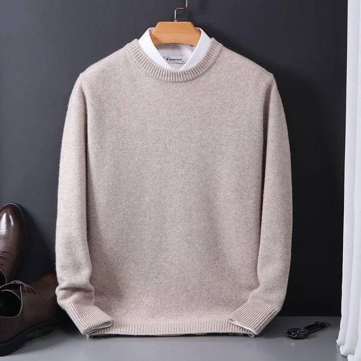 Elegant men's comfortable sweater. A stylish crewneck pullover, ideal for cozy warmth in fall & winter men's fashion.