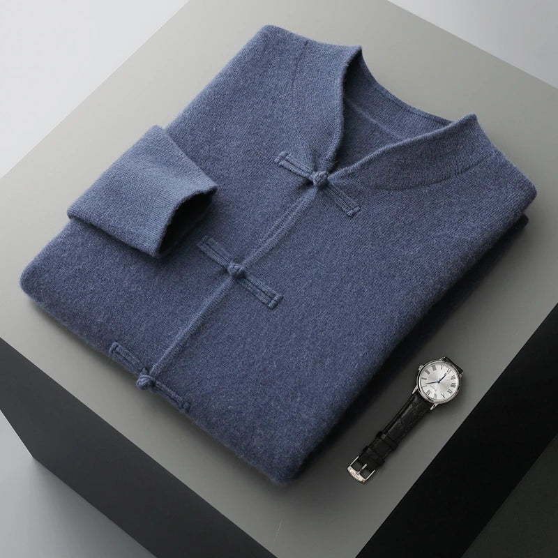 Layering men's knit cardigan. Refined fit, long sleeve, and comfortable for versatile everyday and smart casual styles.