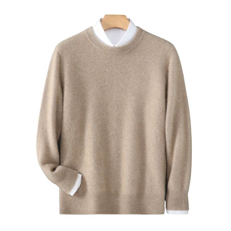 Modern men's pullover sweater, effortless style for sophisticated fall and winter menswear.
