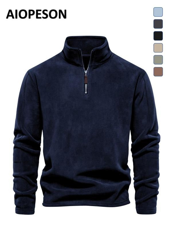 Men's soft fleece quarter zip pullover sweater. Warm & comfortable for everyday fall/winter menswear.