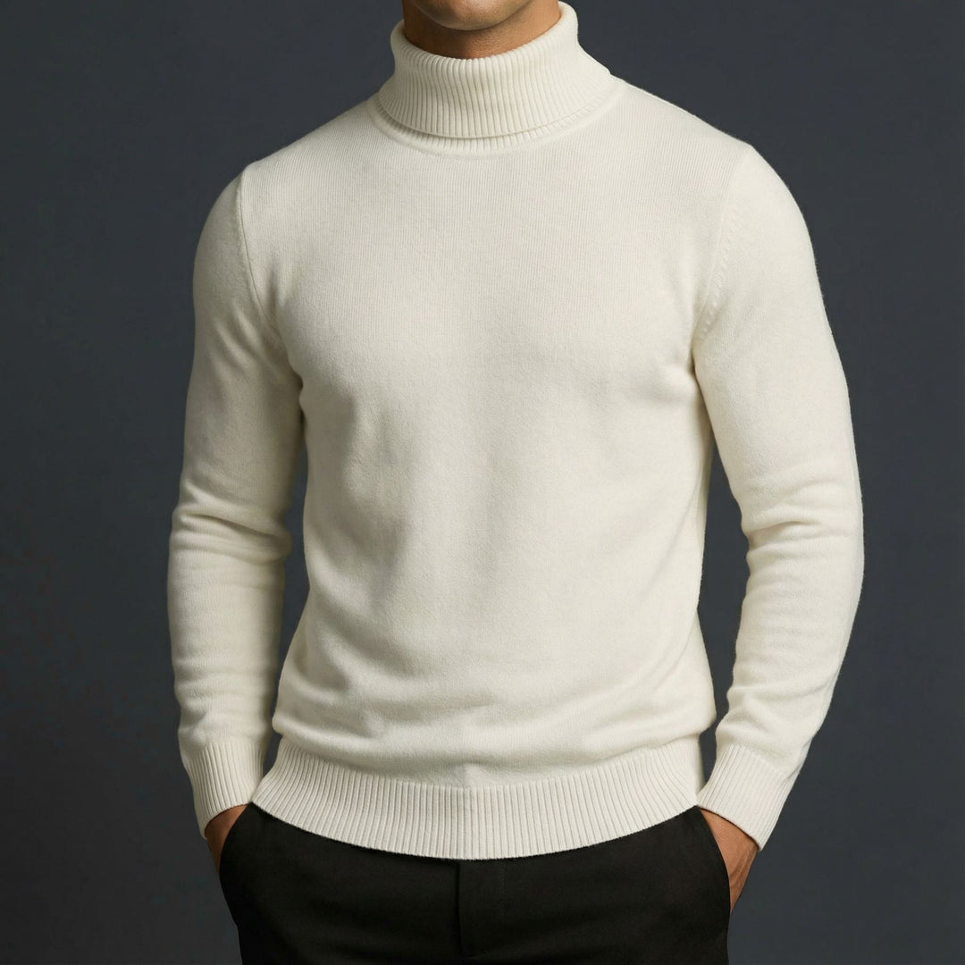 Stylish men's classic turtleneck, perfect for elegant winter fashion and versatile layering.