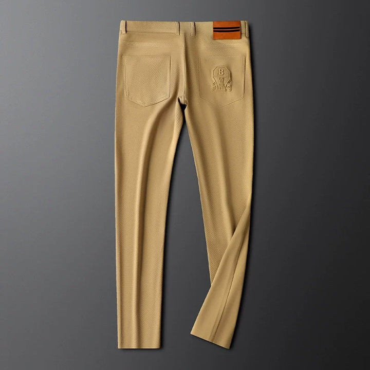 Structured fit men's woven trousers, tailored for a classic, sophisticated and refined look.