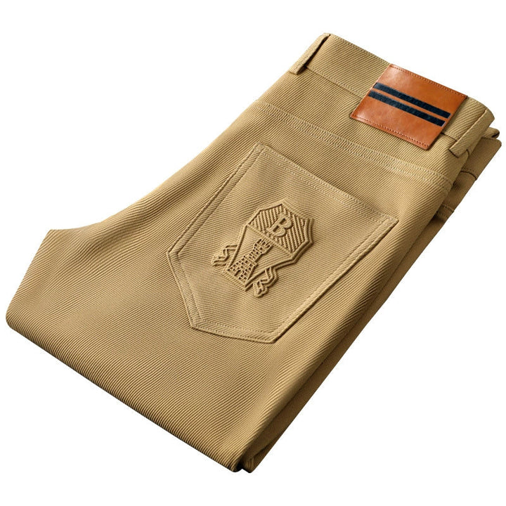 Refined men's woven casual trousers, sophisticated, comfortable, perfect for modern style.