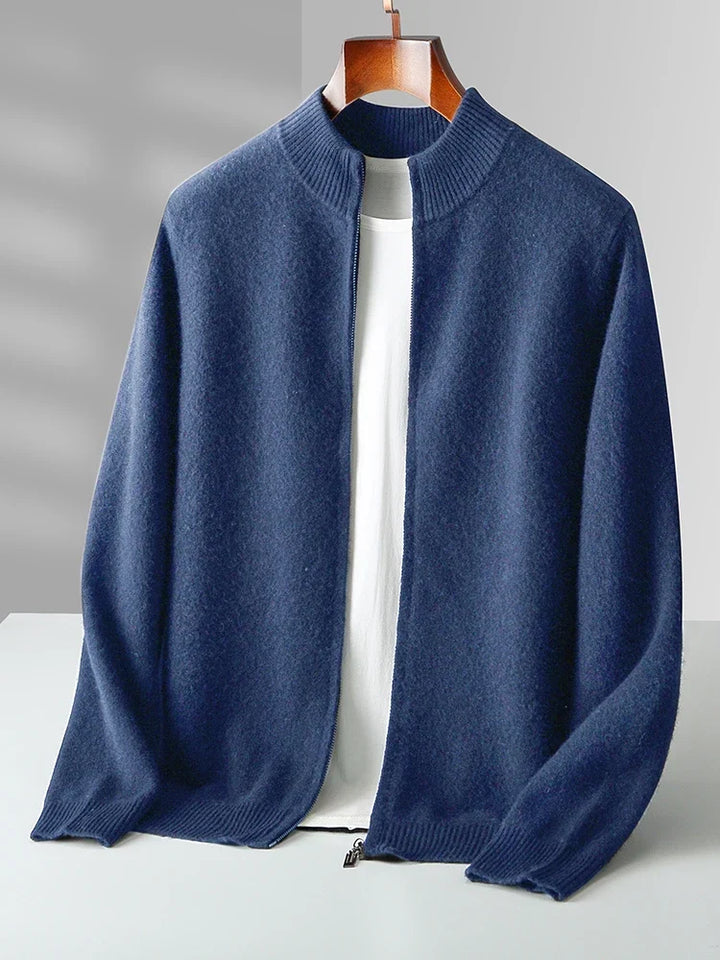 Men's Refined Zip-Front Layering Cardigan, perfect for smart casual everyday wear.