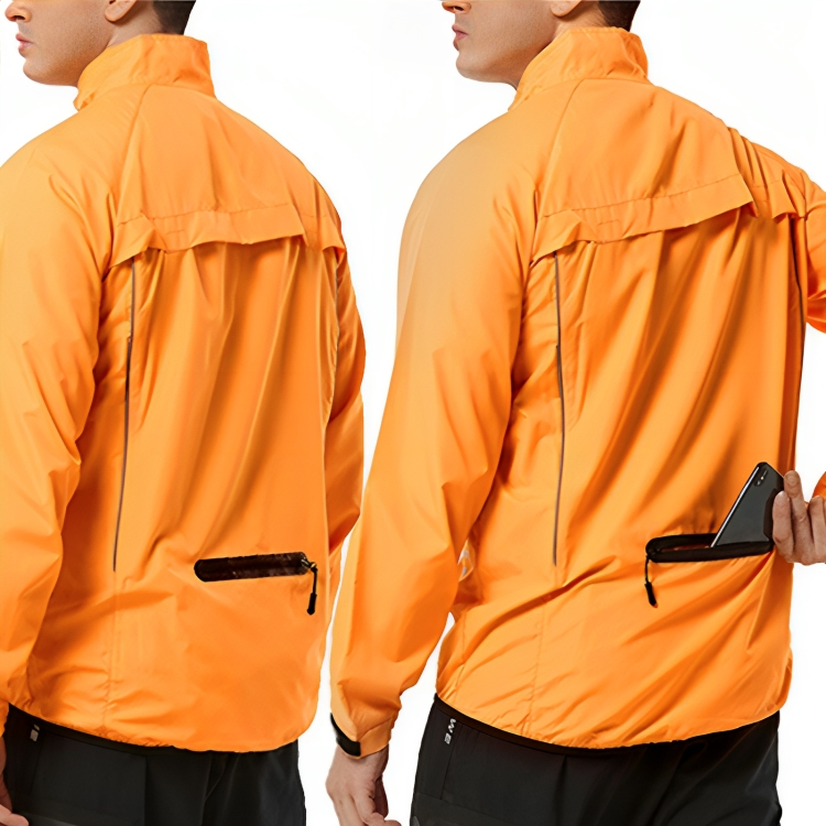 Men's active reflective cycling jacket, providing safety and weather protection for riders.