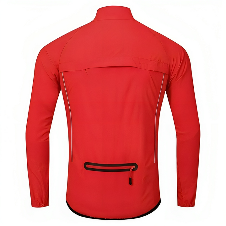 Windproof men's activewear jacket for cycling, ensuring comfort and protection during rides.